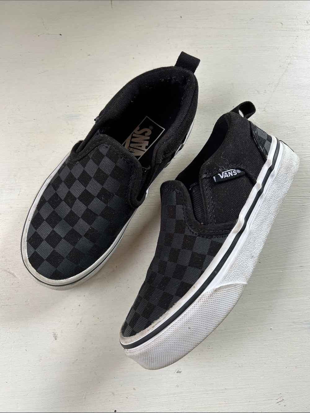 Vans Kids Black & Dark Gray Checkerboard Slip-On Sneakers